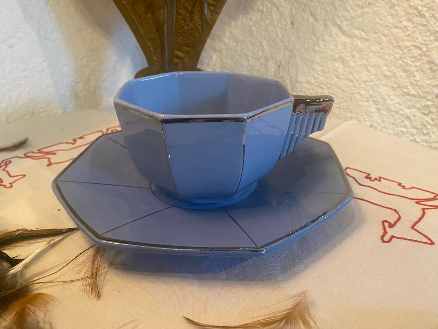 Large Art Deco mug stamped Longwy