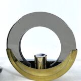 Mid-Century Modern pair of brass and thick smoked glass sconces. Italy 1970s