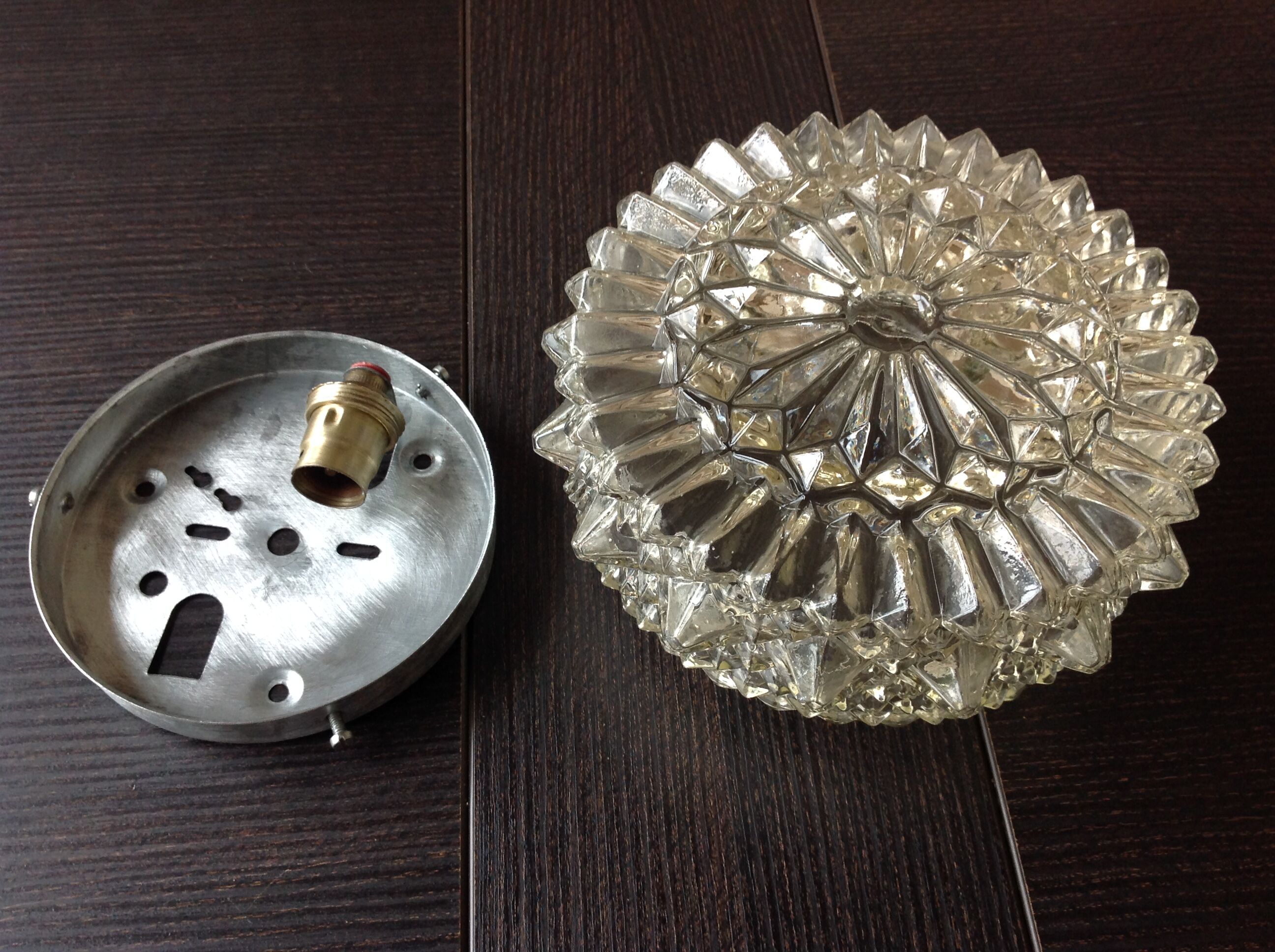 Round ceiling lamp diamond tips vintage 60s-70s