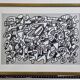 Sérigraphie encadrée sous verre d'après Jean Dubuffet, en noir et blanc, années 70, 40 x 29