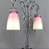 Important Wrought Iron Double-Headed Lamp by Schneider, Art Deco, c. 1920