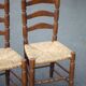 Set of 5 vintage wooden and straw chairs, straw chair, countryside