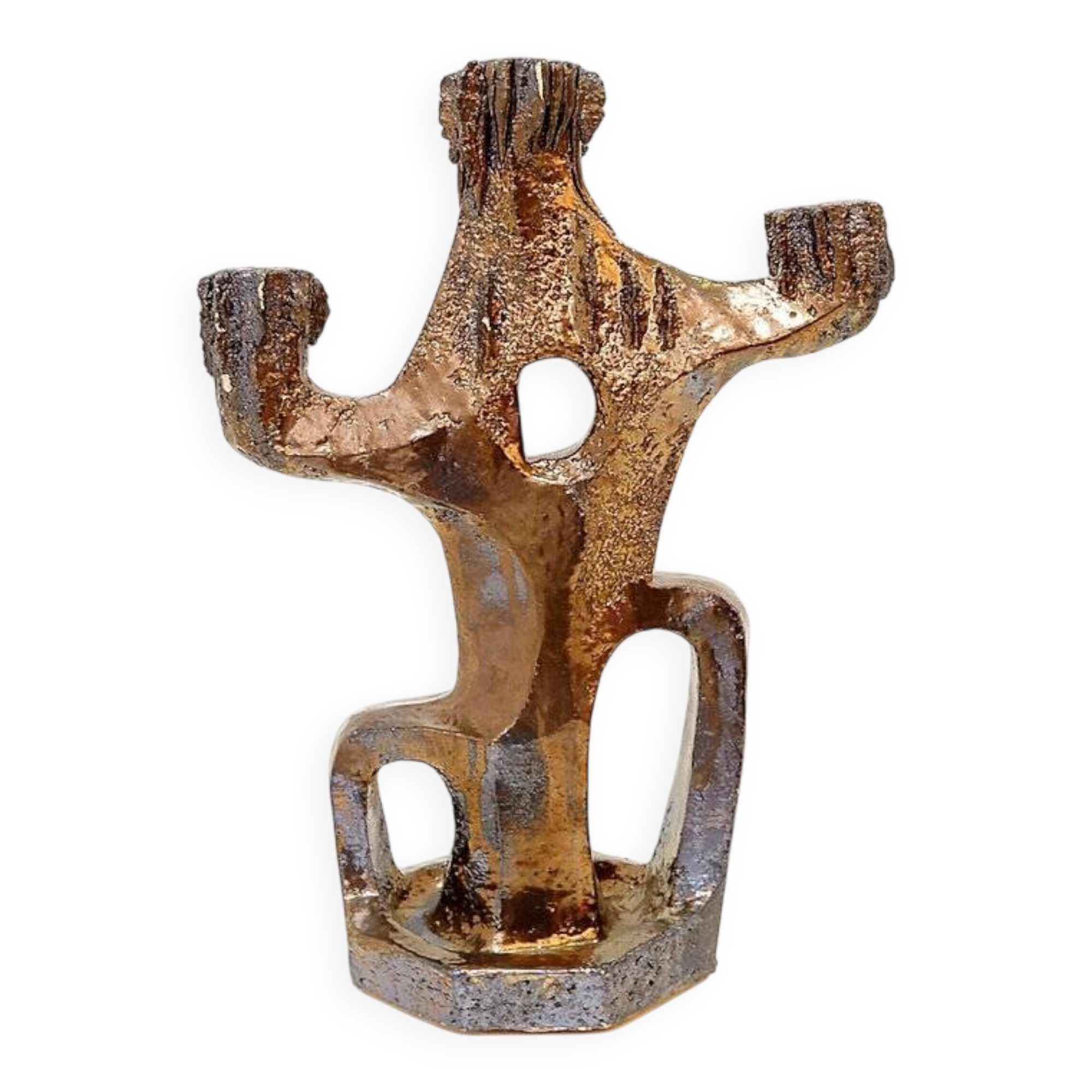 Sculptural ceramic candlestick by Walter Van Den Panhuyzen - 1970s
