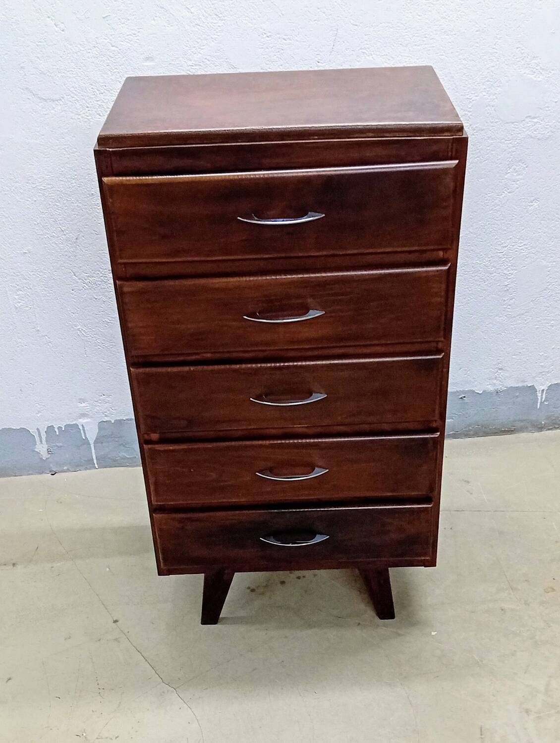 Scandinavian bedside chest of drawers mid-century vintage compass feet