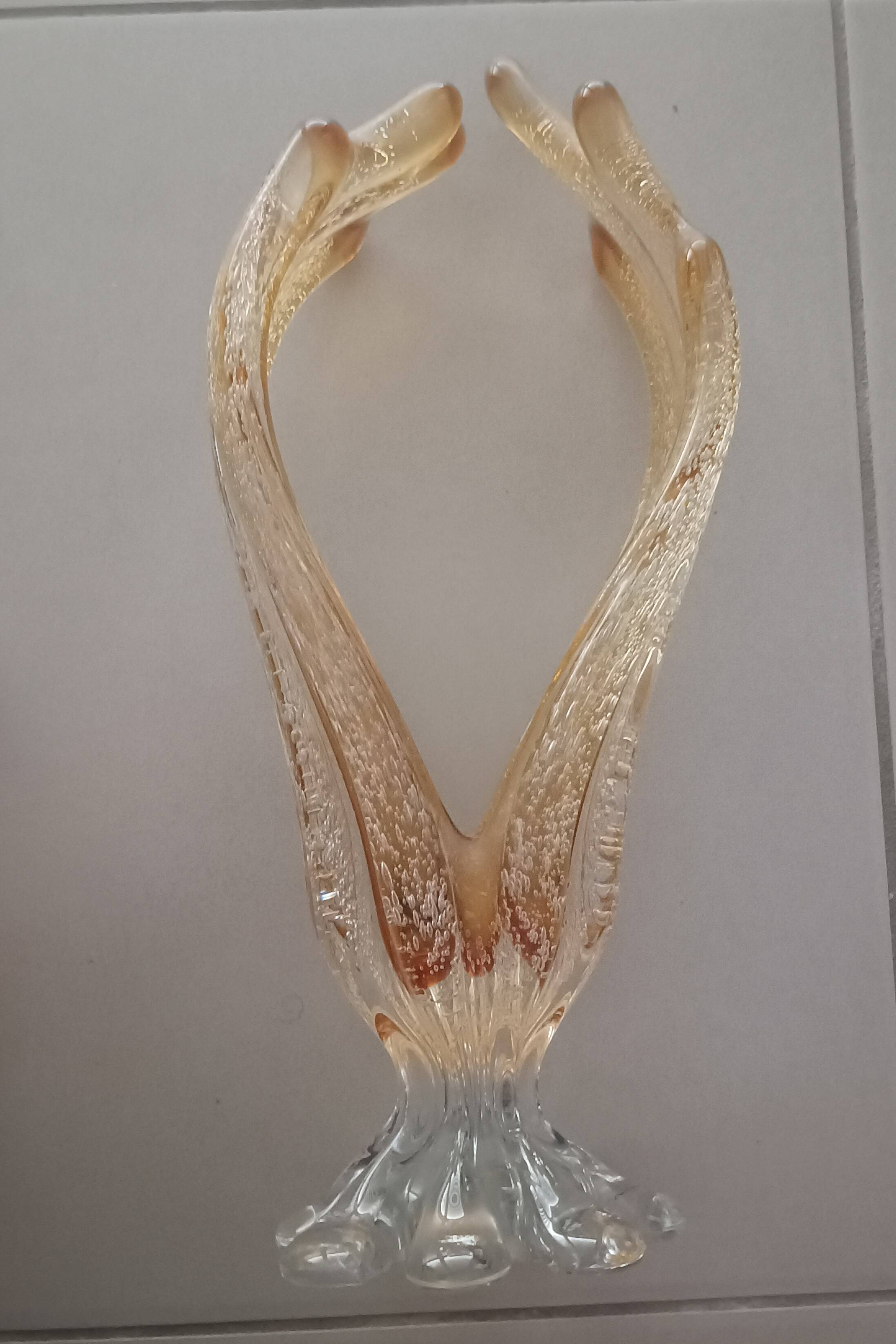 Amber bubble glass sculpture