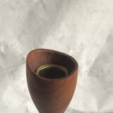 Bougeoir en bois de teck huilé vintage , design scandinave