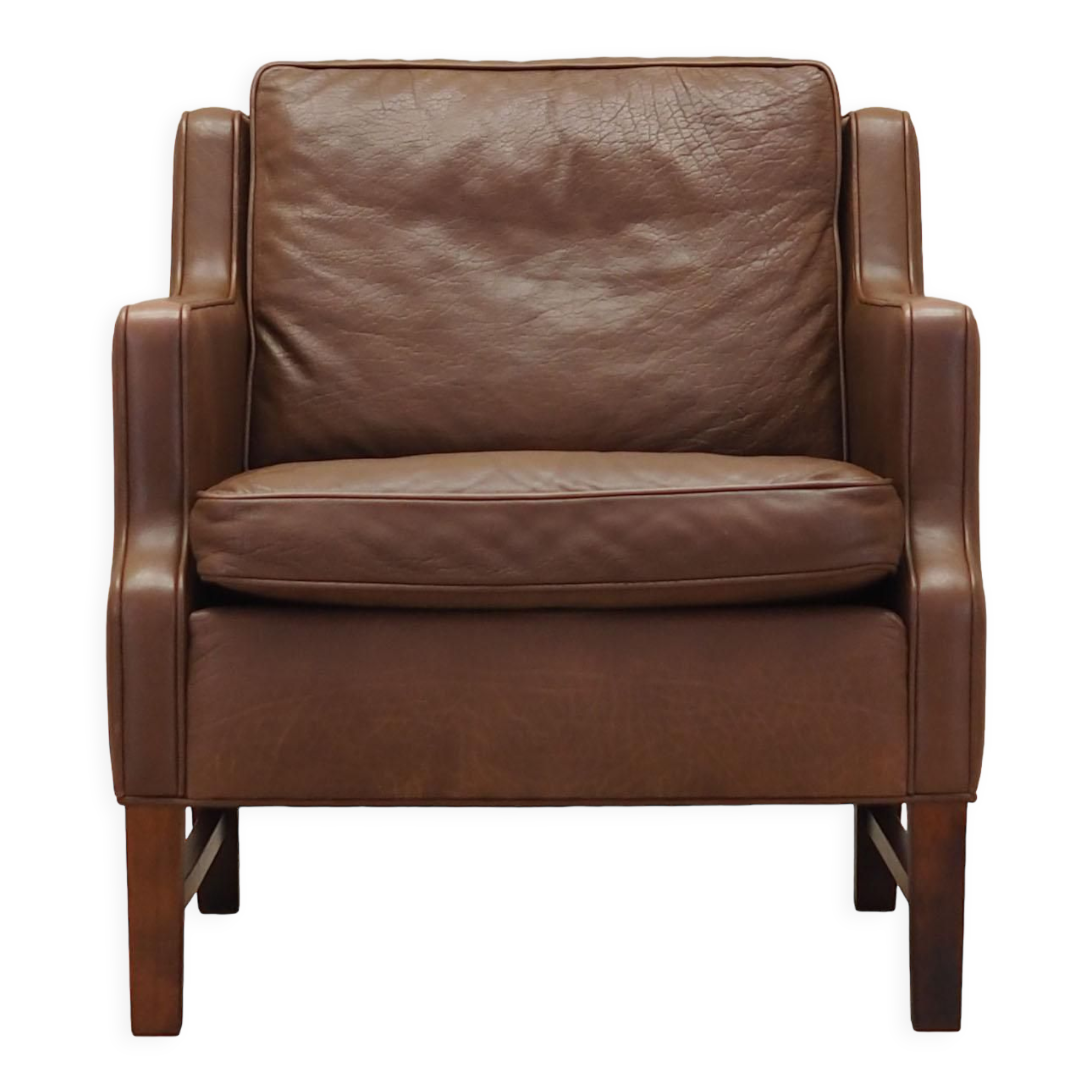 Brown leather armchair, Danish design, 1960s, production: Denmark