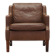 Brown leather armchair, Danish design, 1960s, production: Denmark