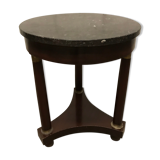 Side table tripod Empire style in solid mahogany and grey marble tray