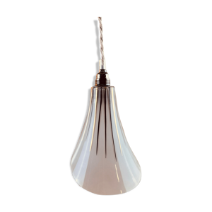 Lampe baladeuse suspension abat jour vintage en verre blanc