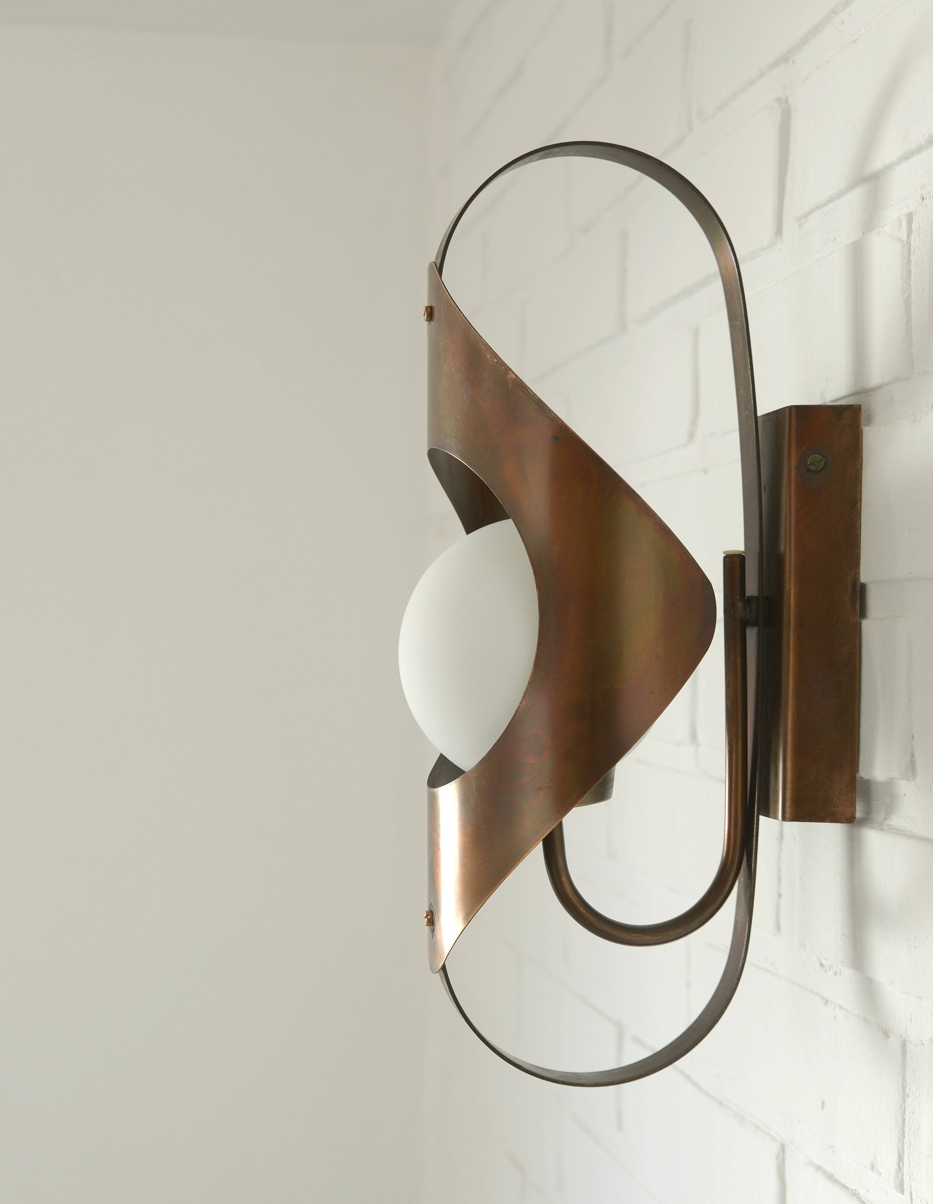 Brutalist sconce vintage wall lamp space age copper lamp 1970 light fixture