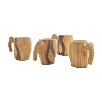Mugs céramique  faux bois Grandjean Jourdan Vallauris 1960