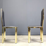 Vintage French brass dining chairs, set of 6 - 1970s