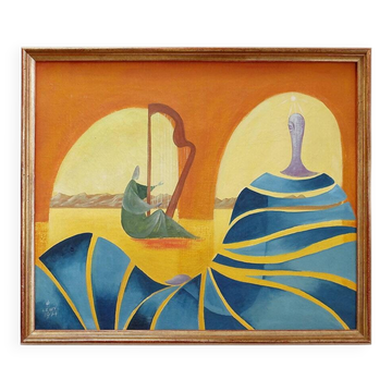Walter Lewy 1905-1995 Surrealist scene - signed and dated 1974.