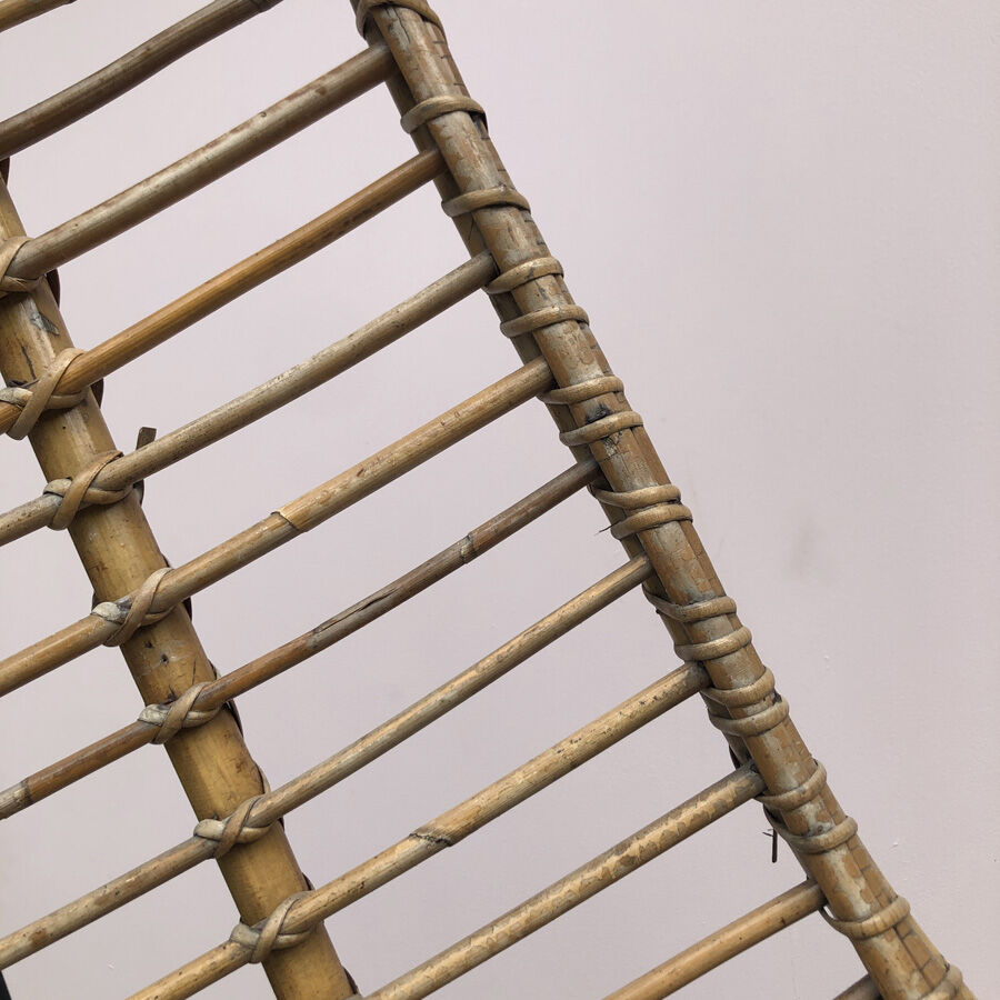 Hanging shell armchair 60's rattan