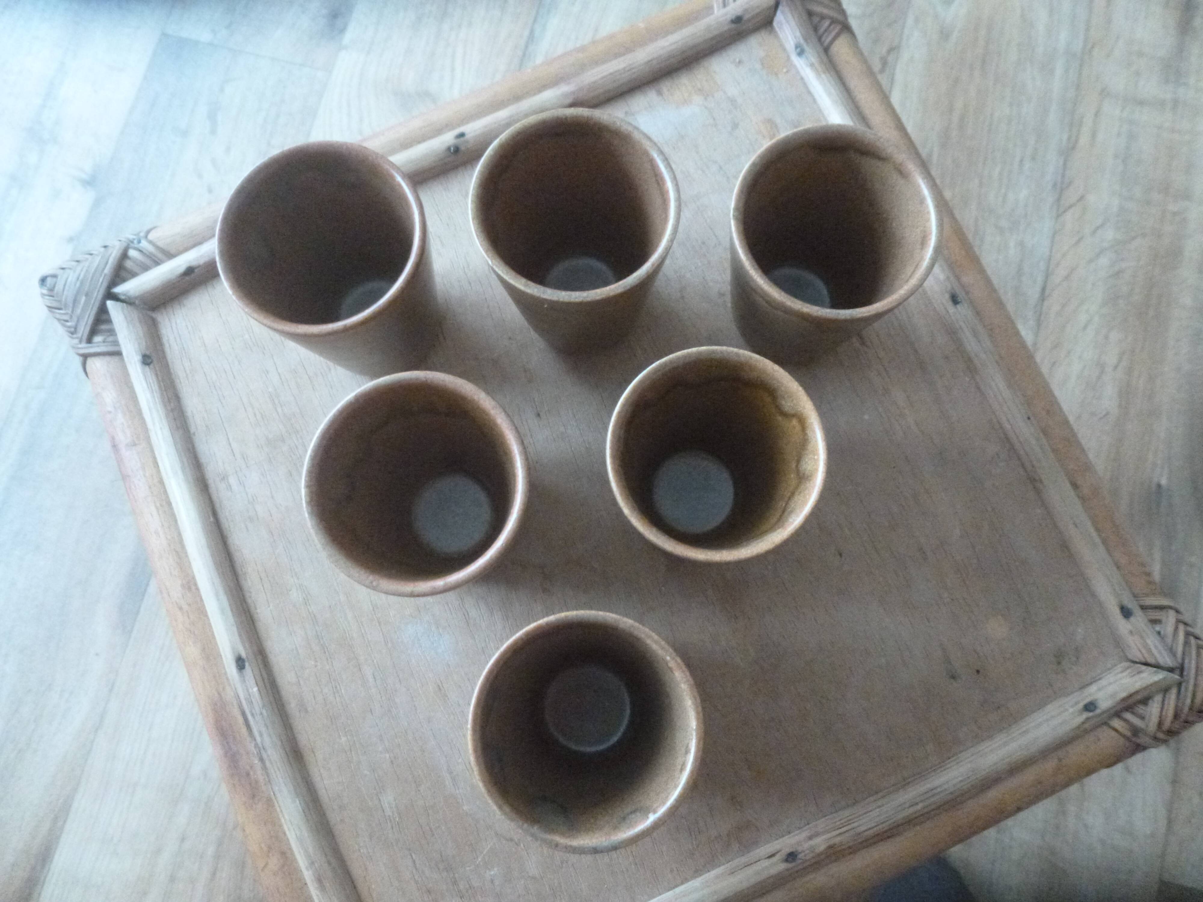 Set of 6 glasses in sandstone GP Digoin
