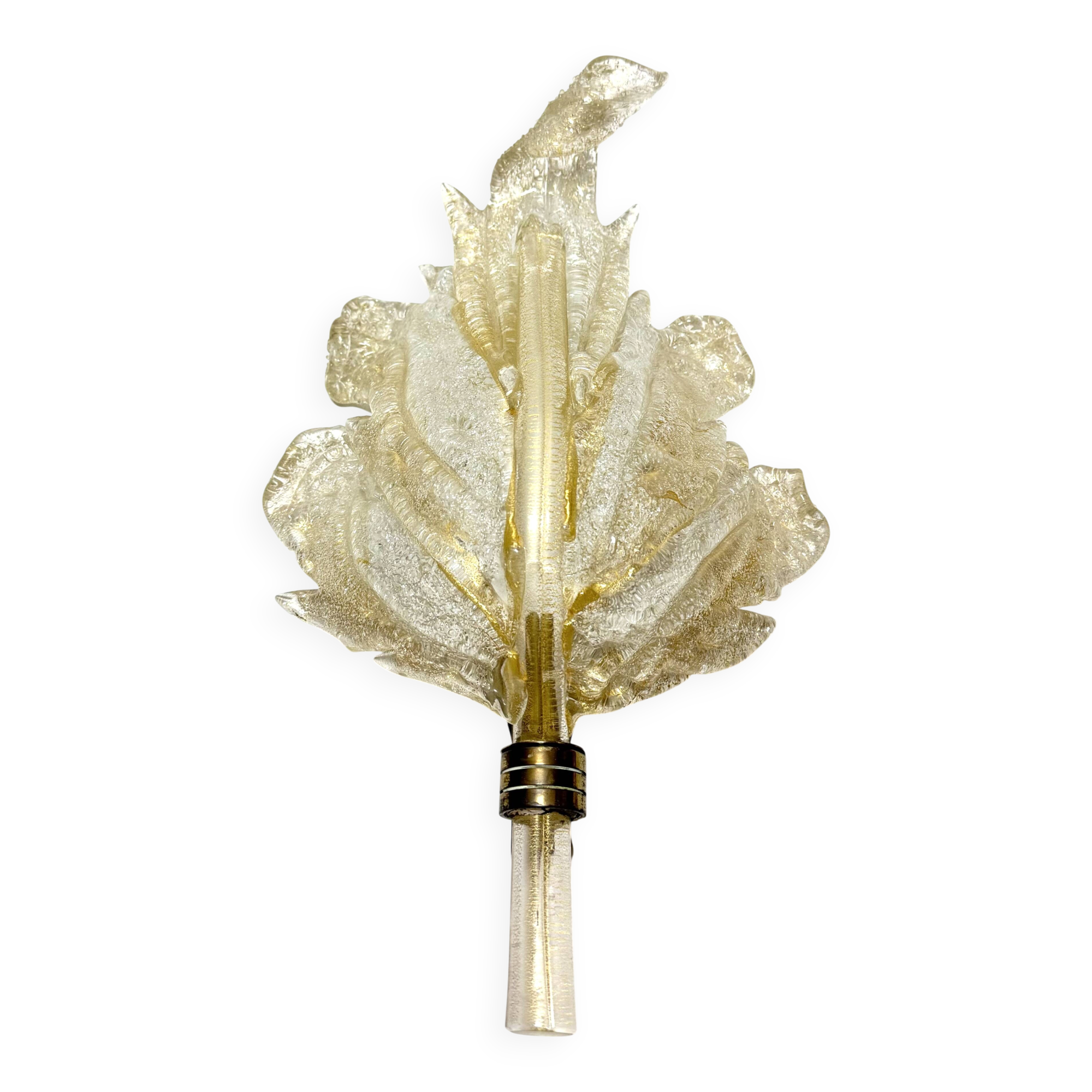 Applique murano en verre vintage et feuille d'or par barovier toso, italie