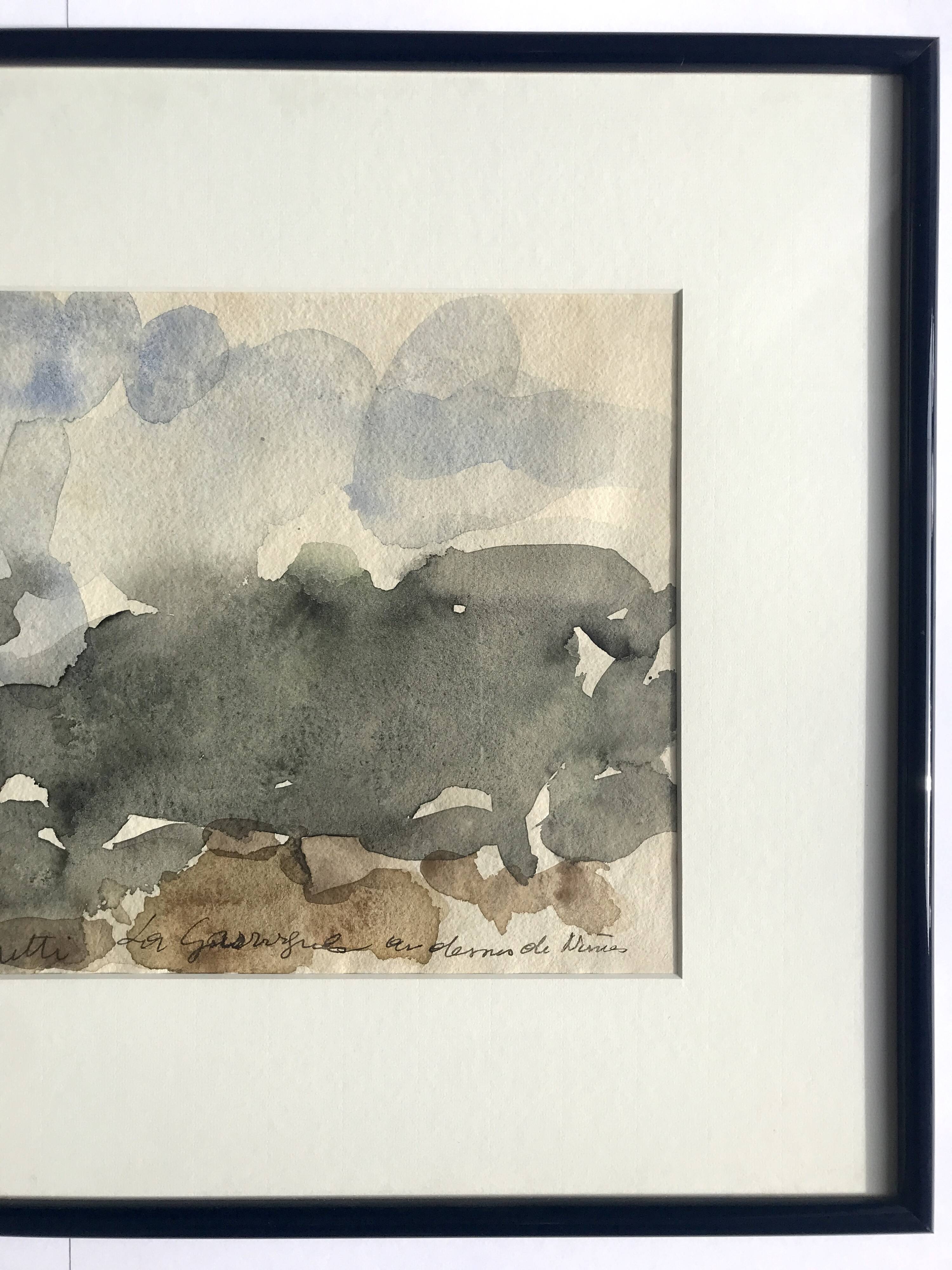 Paul BUTTI, The scrubland below Nîmes 1986. Watercolor on paper