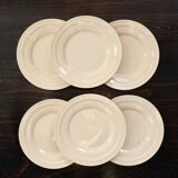 6 vintage pale pink earthenware dessert plates