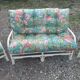 3 fauteuils blanc bambou osier avec coussins vintage