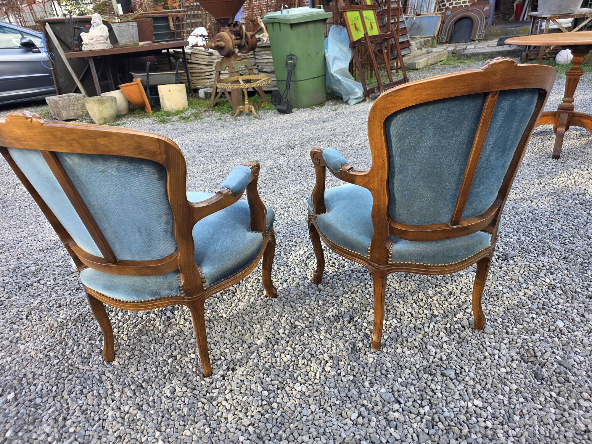 Pair of Louis XV style cabriolet armchairs