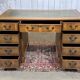 English flat desk with drawers from the 1970s in fir and leather top.