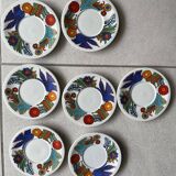 Ensemble sous-tasses, tasses, ramequin porcelaine service Acapulco Villeroy et Boch