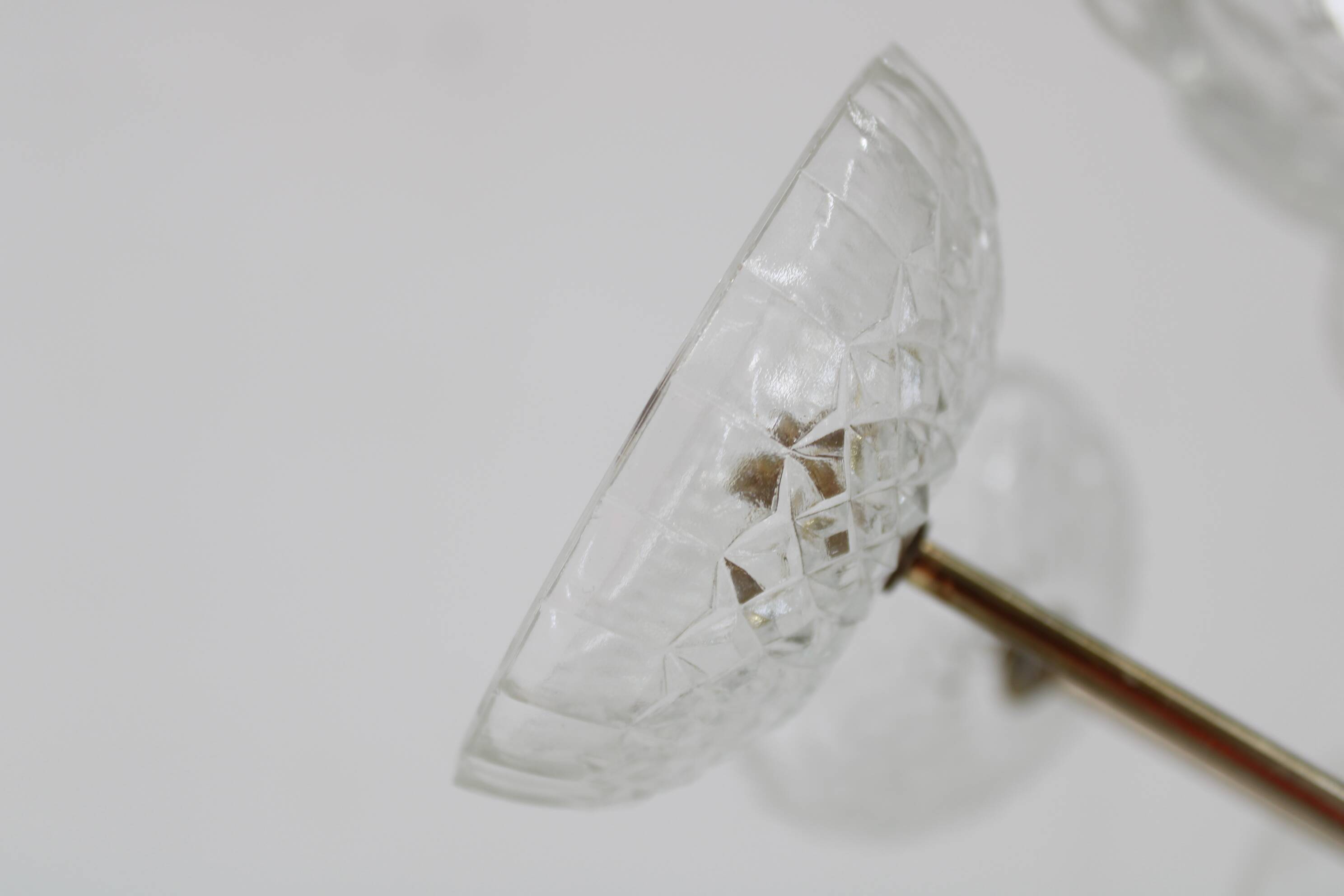 1970s Glass Dandelion Chandelier in Brass Finish by Kamenicky Senov, Czechoslovakia