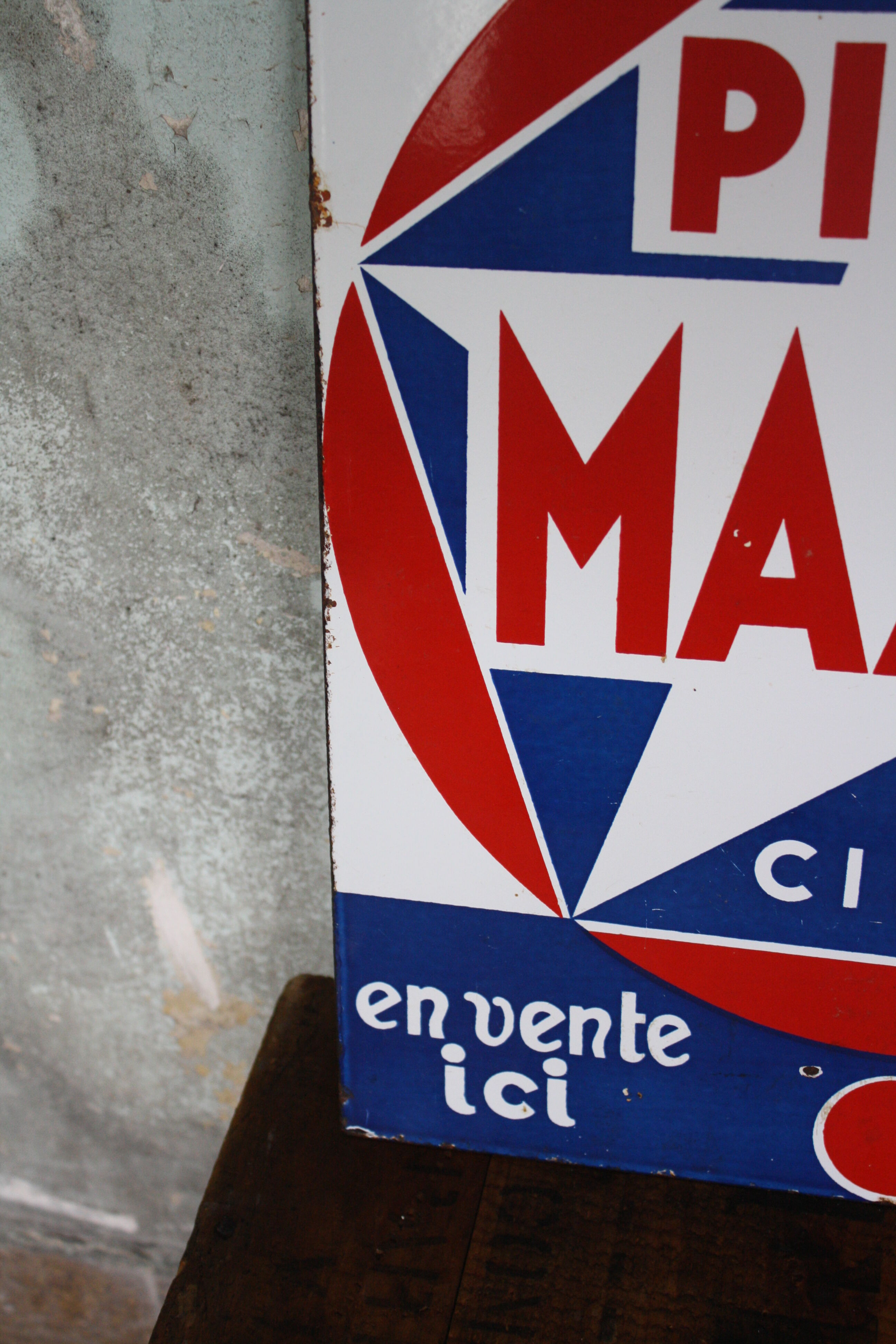 Double-sided enamel plate Piles Mazda Station service