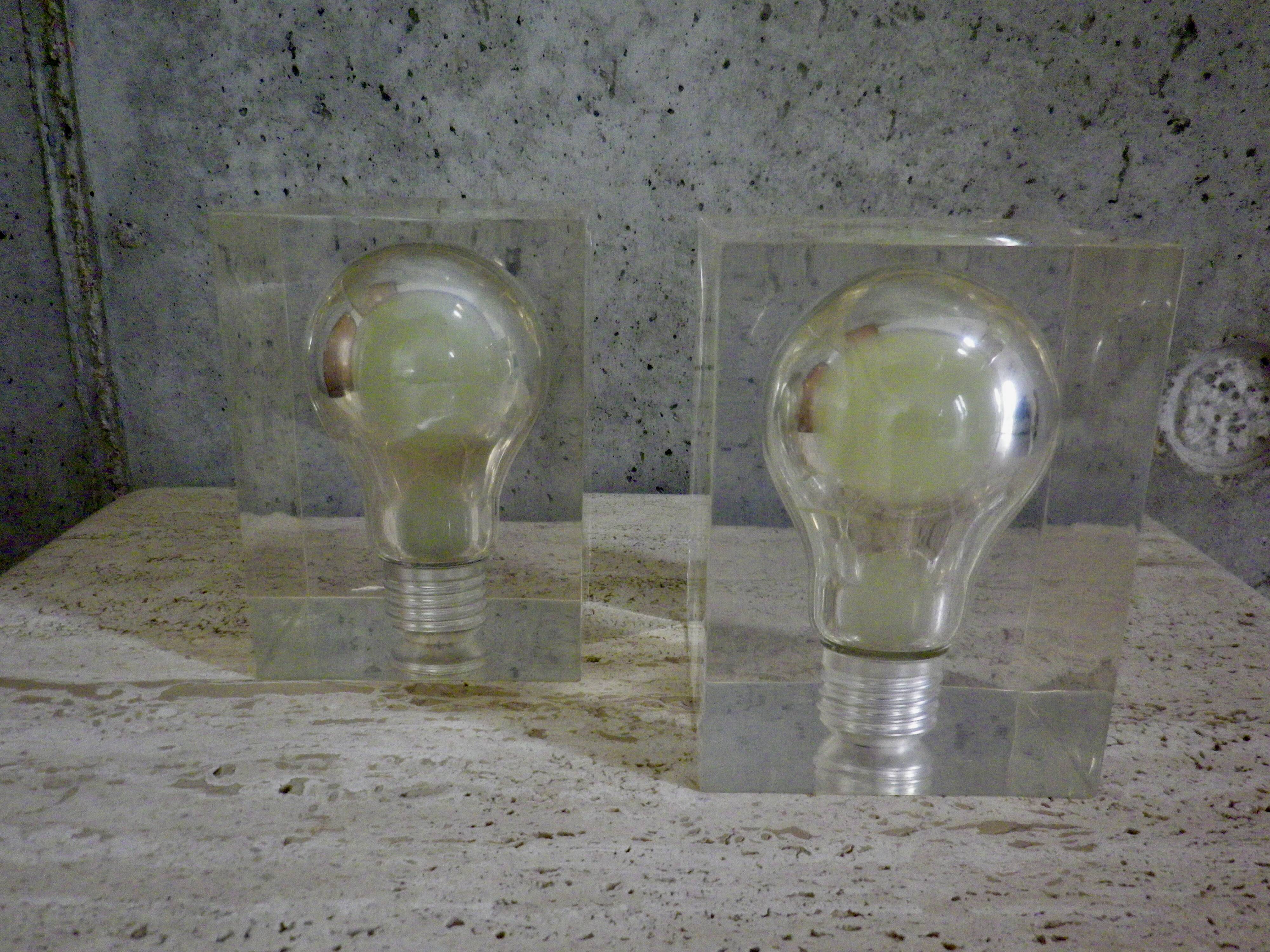 Pair of Pierre Giraudon resin inclusions bulbs