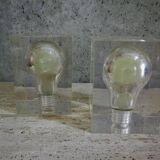 Pair of Pierre Giraudon resin inclusions bulbs