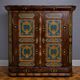 Armoire Alsacienne à décor floral peint polychrome – style Louis XIV – XIXème s.