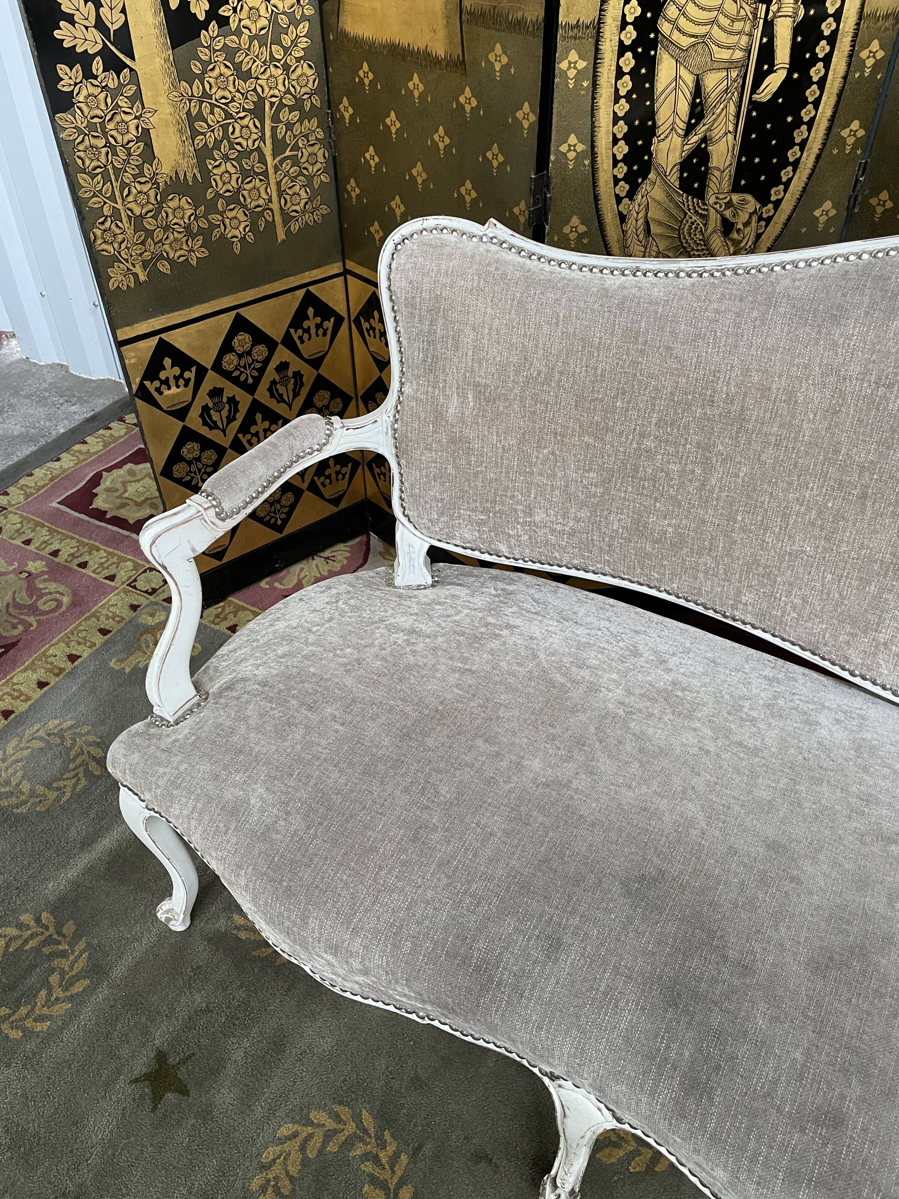 Louis XV taupe and cream style sofa