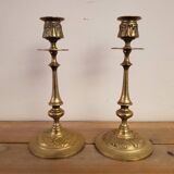Pair of brass candle holders