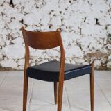 4 Scandinavian Fristho Franeker chairs in teak and faux leather, 1960.