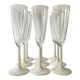 Set of 9 champagne glasses in glass and frosted opaline glass, France 1970