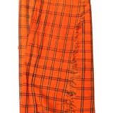 Berber orange checkered blanket - 163 x 333 cm