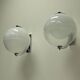 Set of 2 rare large globe wall lamps, 1960s Italy.