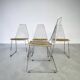 Set de 4 chaises design en cuir décoré à main et acier, années 1970