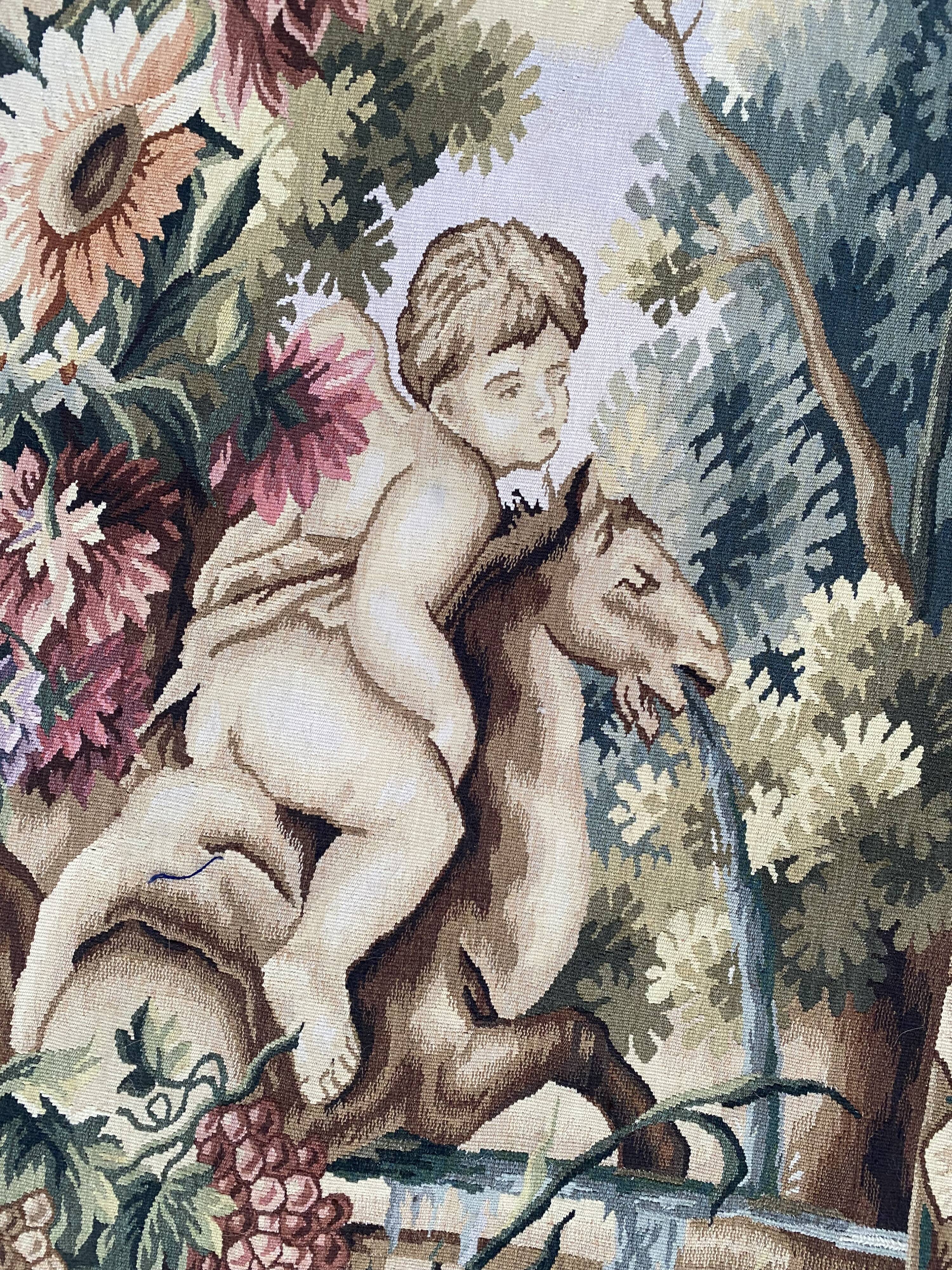Handmade aubusson vintage tapestry 116x149 cm
