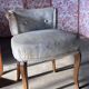 Petit siège de coiffeuse – Fauteuil vintage années 50 Chintz ivoire