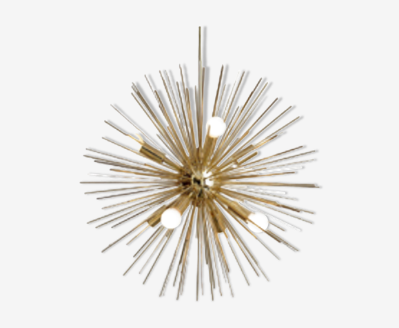 Luminaire 8 sources Mid Spoutnik en laiton doré