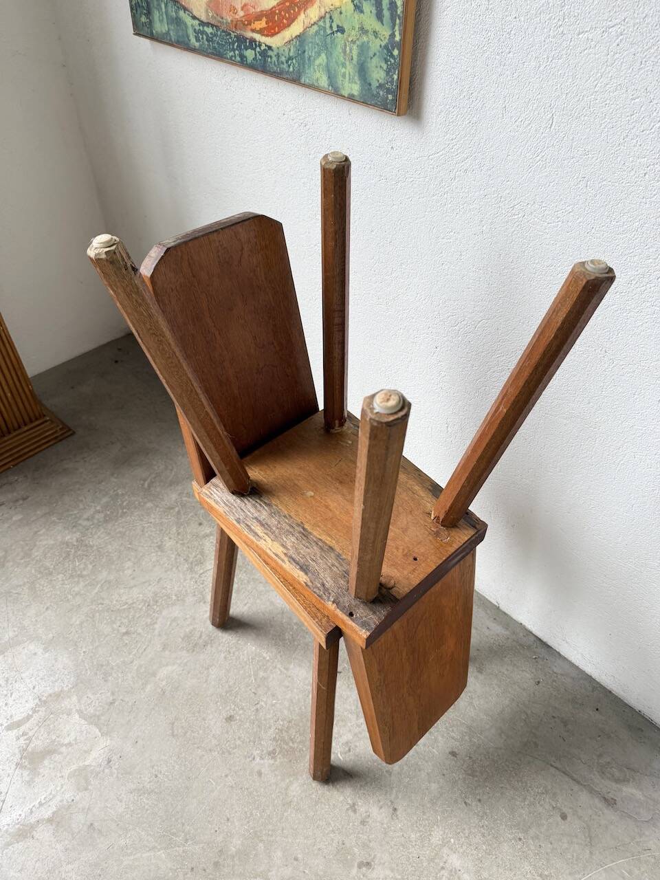 Paire de chaises brutaliste en chêne 1950