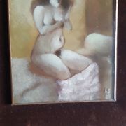 Female nude painting, Painting on copper.