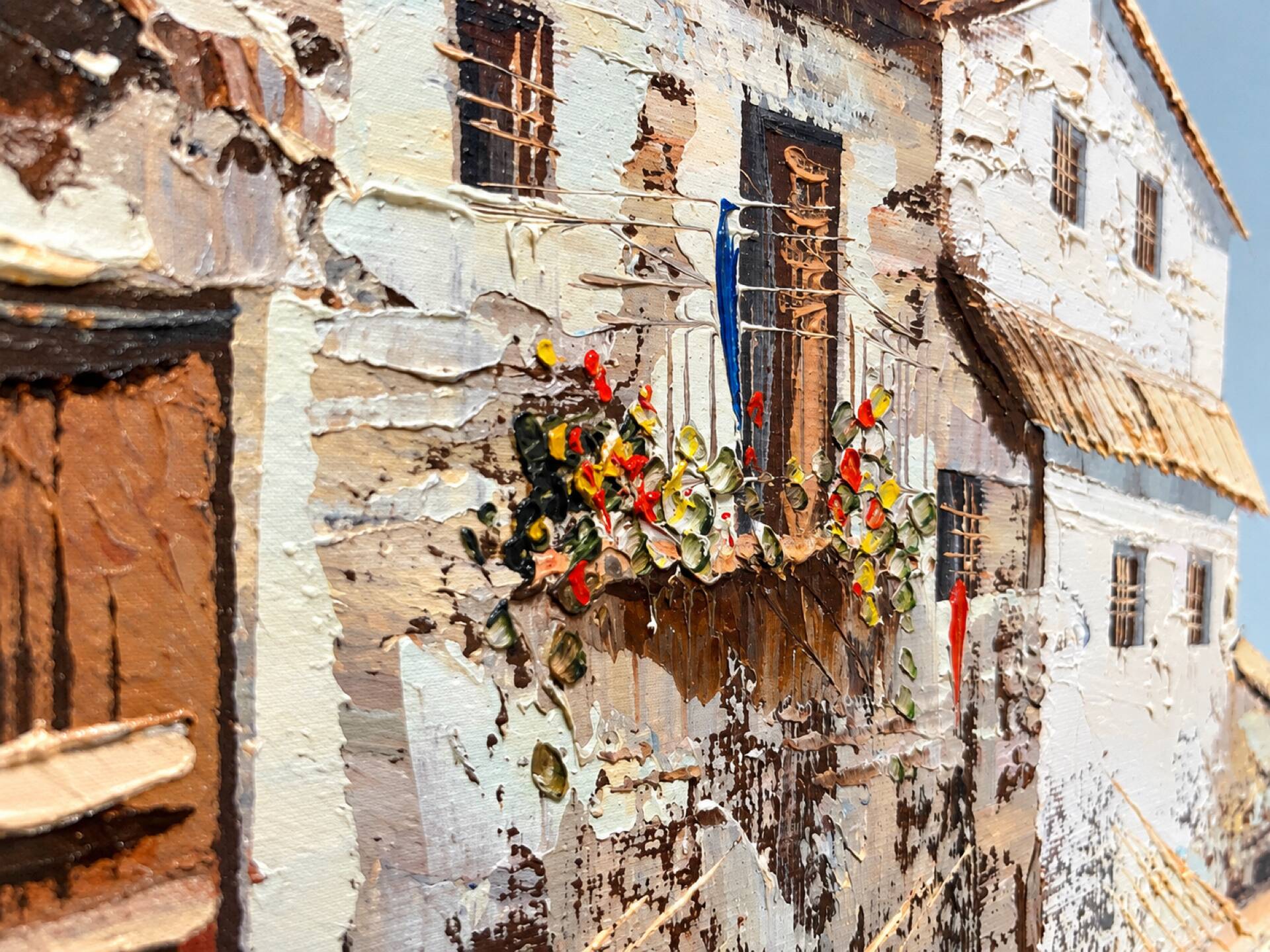Vintage Mediterranean landscape – oil on canvas with a knife, yes