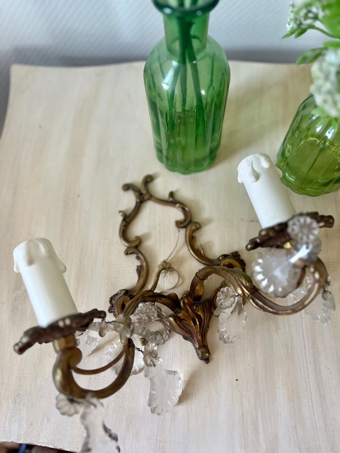 Antique wall light in gilded metal and tassels – 2 lights
