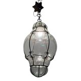Large Murano Glass Wrought Iron Light Pendant 1950’s