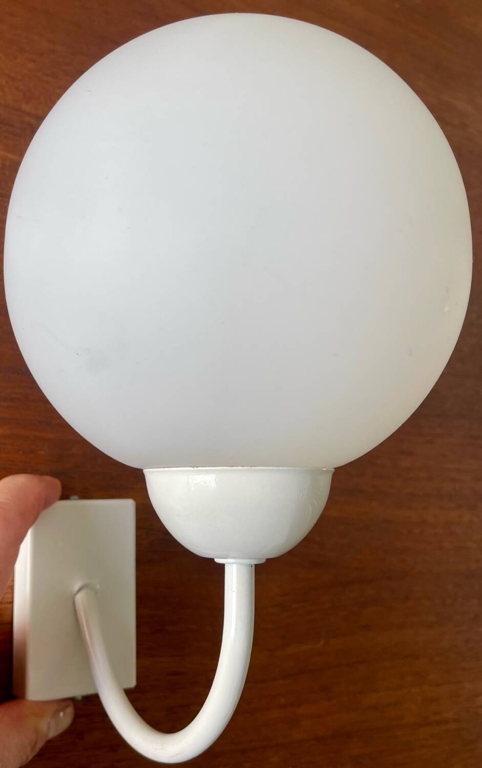 White metal wall light and opaline ball