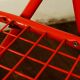 Red "grid" metal folding chair 1980