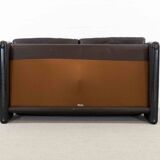 Brown leather 2-seater sofa Cassina Maralunga by Vico Magistretti